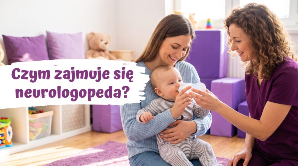 Czym się zajmuje neurologopeda: terapeutka pokazuje mamie, jak karmić niemowlę butelką